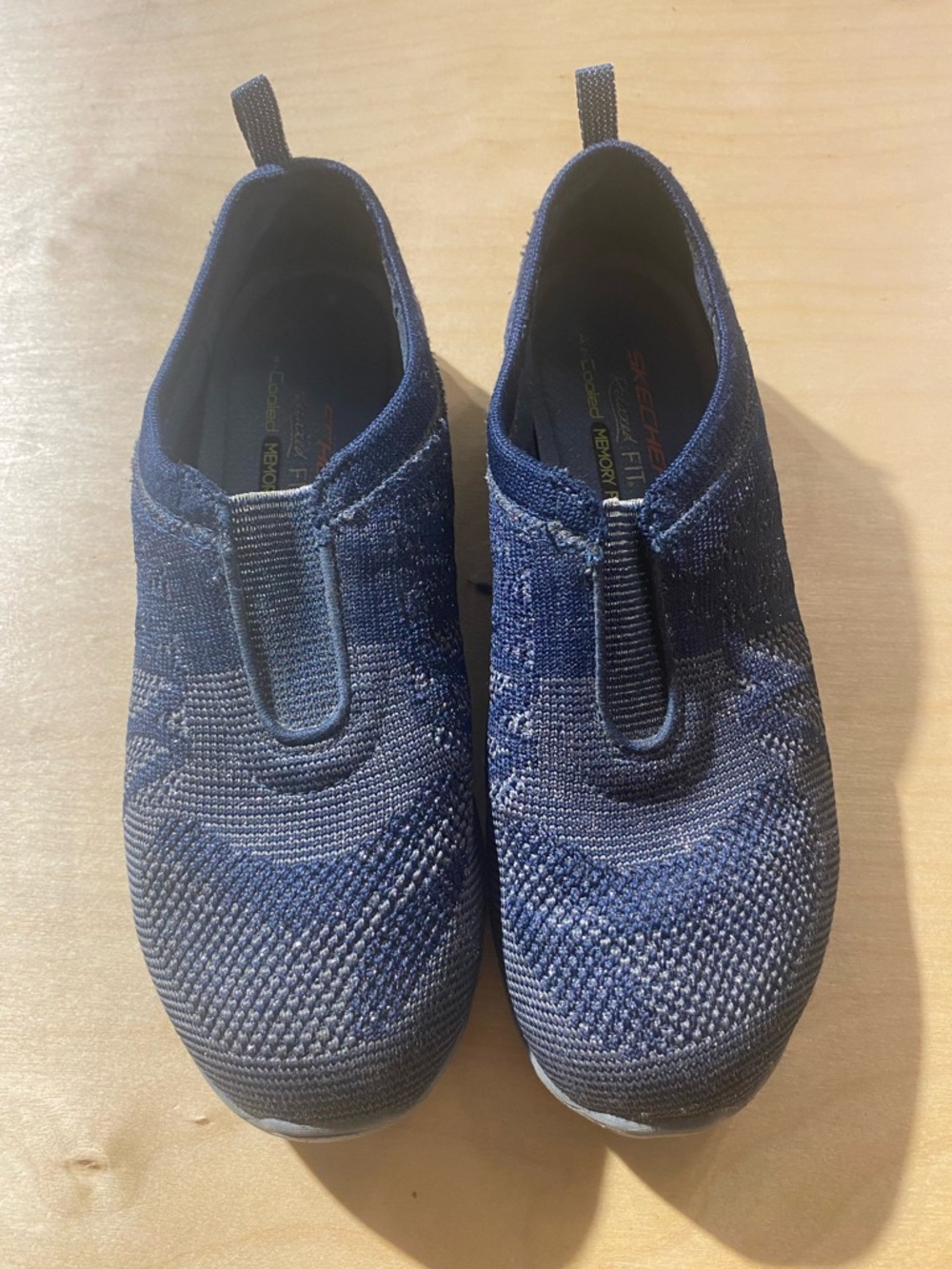 Skechers Navy Blue Slip-On Knit Sneakers 7 (Box 1) - Picture 2 of 13